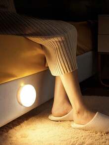 1pc Smart Motion Sensor Light, USB Rechargeable Night Light, Stair Light, Creative LED Bedside Lamp, Bedroom Home Light, Student Dorm Bookshelf Light, Closet Light - White - View 6
