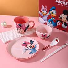 Disney Mickey Mouse Ceramic Tableware 5-Piece Set, 3D Embossed Bowl, Plate, Cup, Home Dining Gift Box - Multicolor - View 12