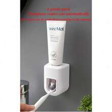 Non Drilling Wall Mounted Automatic Toothpaste Dispenser, Lazy Toothpaste Squeezer, Bathroom Vanity, Non Drilling Self-Adhesive Toothpaste Rack, Bathroom Accessory Storage Container - White - View 3