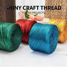 Shiny Metallic Color Plain Crochet Yarn, Premium Braided Craft Line Ribbon Rope, Multi-Color Durable Braided Yarn, Suitable For Making Handbags, Hats, Home Decor, Sewing And Knitting Projects - 1 Piece - View 4