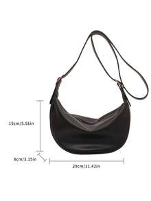 Fashion Solid Color Minimalist Large Capacity Zipper Shoulder Bag, Suitable For Women Shopping, Dating, Commuting And Daily Use - Black - View 2