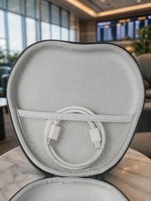 Kotak Penyimpanan Headphone Over-Ear Ukuran Besar Universal, Tas Pembawa Headset Portabel Tahan Guncangan EVA Keras dengan Tali Tangan, Kantong Pengorganisasi Aksesori Earphone Tahan Air untuk Perjalanan - View 6
