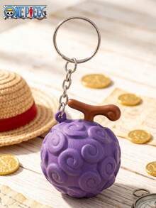 TOEI ANIMATION 1PC One Piece Officially Licensed Gum Gum Fruit 3D Keychain Devil Fruit Shaped Bag Pendant Stress Relief Ornament Ideal Gift For Anime Fans - Multicolor - View 1
