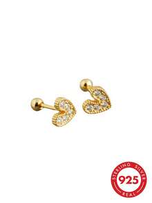 925 Sterling Silver Heart-Shaped High-Quality Earrings, Silver Jewelry, Suitable For Daily Wear, Perfect As Birthday Gift - RS0025-y - View 4
