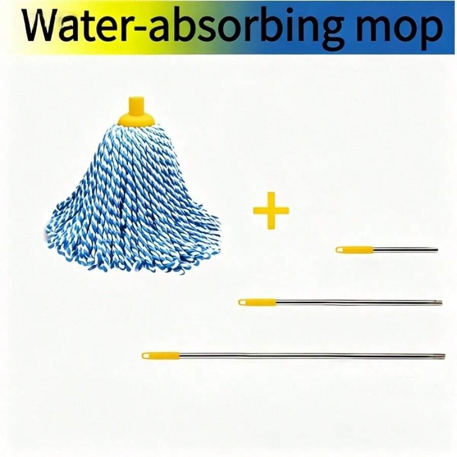 Super Absorbent Mop, Easy Floor Cleaning - Scratch-Resistant, Highly Absorbent Mop Cloth, Suitable For Wood Floors, Tiles, Kitchen And Bathroom Floors, With Adjustable Mop Handle, Durable, Cleaning Tool, Commercial Cleaning Supplies.