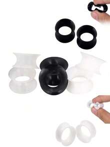 6pcs Ultra-Thin Silicone Ear Gauges, Skin-Friendly Soft, Ear Stretchers Studs Set, Unisex, Same Size, 6G-25mm - mixed style - View 7