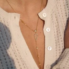 S SHOPBOHO 1pc Stainless Steel Colorful Crystal Rhinestone Y-Shaped Long Necklace, Summer Waterproof Jewelry - Y Necklace - View 5