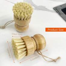 2pcs Wooden Dish Scrub Brushes For Kitchen, -Friendly Cleaning Scrubbers, Natural Sisal Bristles For Dishes And Washing Cast Iron Pans - White - View 6