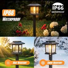 12 LED Solar Path Lights,1000mA Solar Footpath Lights, Outdoor Garden Lights, Solar Powered, Classic Retro Outdoor Streetlights, IP66 Waterproof, Solar Garden Lights, Solar Walkway Lights, Ideal For Courtyards, Gardens, Lawns - 12件 - 查看 2
