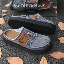 Men's Closed-Toe Slippers New Style Slip-On Denim Slides - Dusty Blue - View 13