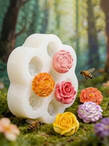 Resin Silicone Mold 1pc/2pcs Mini 3D Rose Candle Mold Peony Mold Clay Plaster Carnation Mold DIY Spring Floral Garden Decor Mold Home Desktop Ornament Mold - Miniature Seven-flower Silicone Mold - View 7