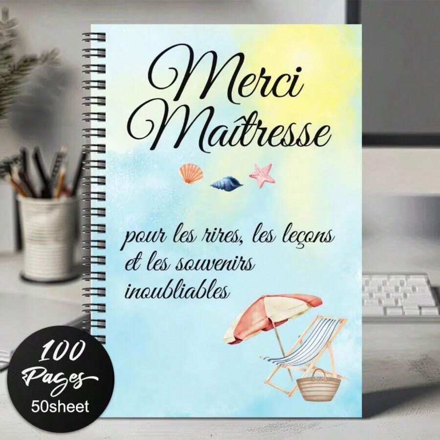 A French Teacher's Notebook Journal - Spa And Travel Theme - Gradient From Pale Yellow To Blue - Elegant Design - Gifts For French Educators, Birthdays, Graduations, Farewells - Daily Writing, Language Learning - G - View 1