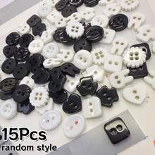 5/15/25/30Pcs Rhinestone Cartoon Shaped Buttons Mixed Pack, Resin Buttons, DIY Handmade Decoration Accessories, Pearlescent Texture Shirt Cardigan Sweater Versatile Buttons Random Styles - Multicolor - View 19
