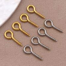 10pcs/Lot 8/9/12mm Stainless Steel Eyepin Keychain Hook Eye Pins Mini Screw Pendants DIY Threaded Pin Fitting DIY Jewelry Bracelet Making Supplies - Multicolor - View 2