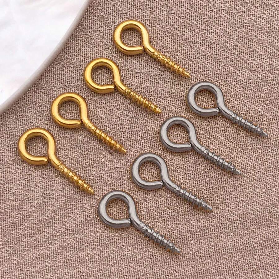 10pcs/Lot 8/9/12mm Stainless Steel Eyepin Keychain Hook Eye Pins Mini Screw Pendants DIY Threaded Pin Fitting DIY Jewelry Bracelet Making Supplies