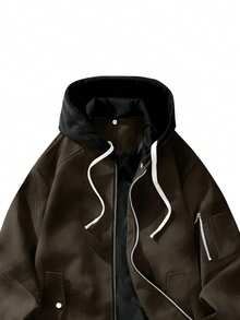 Men's Loose Fit Motorcycle Leather Jacket With Hood, New Autumn/Winter Style - Rust Brown - View 3