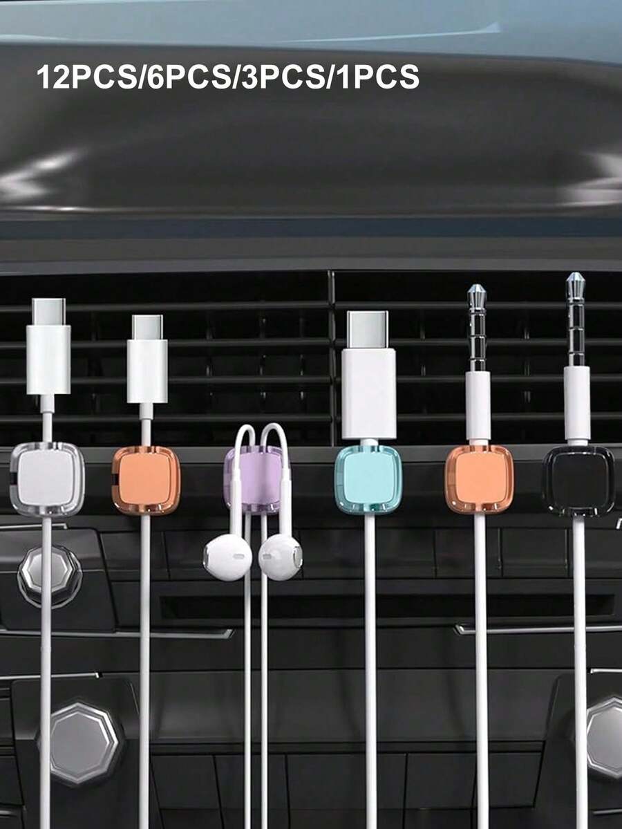 12pcs/6pcs/1pc/3pcs Magnetic Cable Clips, Magnetic Desktop Cable Clips, Slot-Style Cable Clips - Cable Organizer, Cable Management, Cable Organizing Clips, Cable Holders, Desktop Cable Organizer, Charging Cable Holder, Nightstand Cable Organizer, Cable Management Clips, Self-Adhesive Cable Management, Suitable For USB Cables/Power Cables/Wires, Car And Desktop, Home And Office, Travel Essential, Desk Accessories, Kitchen Organizer, Cable Holder
