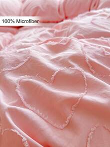 1 pieza Funda de almohada acolchada con recorte de corazón rosa, funda de almohada decorativa de poliéster simple y linda adecuada para todas las estaciones, decoración estilo Ins, lavable a máquina, sin relleno incluido - Rosa - Ver 5