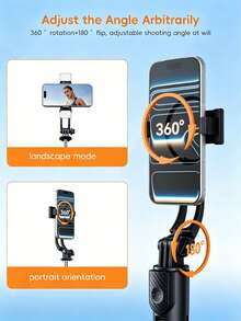 170cm Extendable Selfie Stick Tripod With Fill Light, One-Click 360° Rotating Phone Holder With Detachable Bluetooth Remote, Portable Live Streaming Blogger Travel Tripod - Type a - View 3