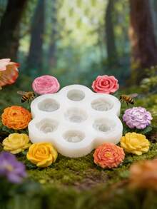 Resin Silicone Mold 1pc/2pcs Mini 3D Rose Candle Mold Peony Mold Clay Plaster Carnation Mold DIY Spring Floral Garden Decor Mold Home Desktop Ornament Mold - Miniature Seven-flower Silicone Mold - View 8
