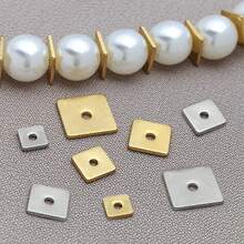 10pcs 4/5/6/8mm Stainless Steel Gold Steel Square Flat Spacer Bead Jewelry Accessories For Earrings Necklace DIY Jewelry Making Supplies - Multicolor - View 7