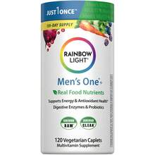 Rainbow Light Mens Multivitamin One + | 150 Caplets | Supports Cellular Energy & Immune Health | With Vitamins C, D, And Zinc | Real Food Nutrients, Digestive Enzymes & Probiotics - 120 片裝(1 包) - 查看 7