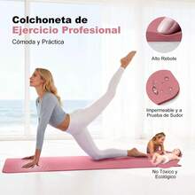 Tapete de Yoga Antideslizante 183 x 61 CM, Grueso 6mm Mat para Ejercicio Material EVA Ecológico, Incluye Correa de Transporte, Portátil Tapete Colchoneta para Pilates, Gym, Estirar y Yoga - Rosa - Ver 6
