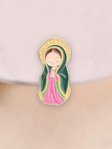 Broche de Esmalte da Virgem Maria de Guadalupe Versão Q Fofa, Broche Religioso Católico, Acessório Elegante para Fiéis Crentes, Ideia de Presente Perfeita - Multicolorido - Visão 2