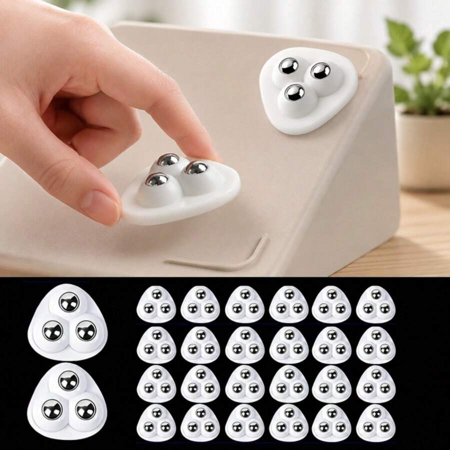 20pcs Self-Adhesive Stainless Steel Ball Bearing Swivel Casters, 360 Degree Rotating Kitchen Appliance Wheels, Suitable For Home Improvement, Easy To Install, Compact Design, Sturdy Structure, Omnidirectional Casters, Suitable For Furniture Manufacturers And Home Cooks