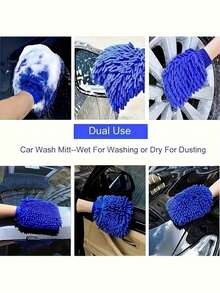 2pcs Car Care Tool Set, Includes Highly Absorbent Chenille Sponge And Chenille Material Glove, Great Value Home Car Wash Kit - A - View 6