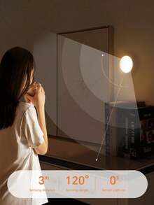 1pc Smart Motion Sensor Light, USB Rechargeable Night Light, Stair Light, Creative LED Bedside Lamp, Bedroom Home Light, Student Dorm Bookshelf Light, Closet Light - White - View 5