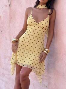 Vestido corto de verano con tirantes finos y estampado de leopardo sexy para mujer - Multicolor - Ver 5
