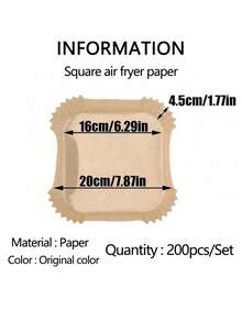 200/150/100/50/25pcs - Disposable Air Fryer Paper Liners, Square Air Fryer Liners (Fits 2-8 Quarts), Non-Stick Baking Paper, Suitable For Frying, Baking, Cooking, Roasting And Microwaving, Oil-Proof, No Tray - Easy To Clean, Baking Tools, Kitchen Ess - Multicolor - View 20