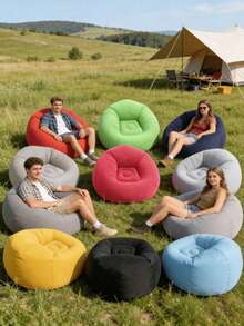 1 pieza Sofá inflable aterciopelado holgado, silla inflable tipo puff suave, adecuado para decoración del hogar y dormitorio, silla de ocio portátil, adecuada para piscina, picnic, camping, patio trasero, playa, dormitorio, relajación interior y exterior, ultra cómodo - Sofá hinchable - Ver 6