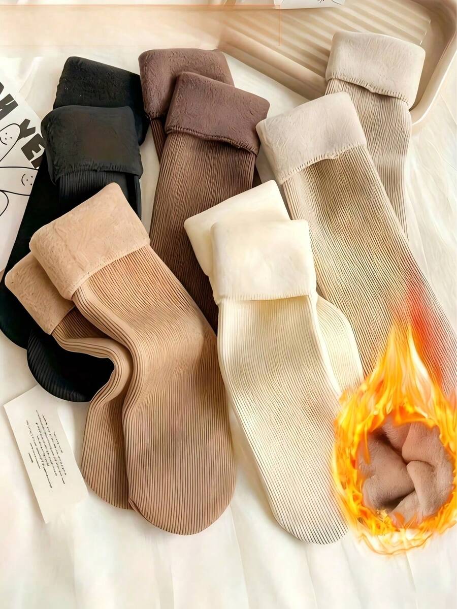10/5/1 Pair Women's Winter Warm Socks - Ultra Soft Warm Lining Non-Slip | Comfortable Indoor Home Socks, Suitable For Pairing With Snow Boots | Cold Protection Essential (Multiple Colors Available) - Multicolor - View 1