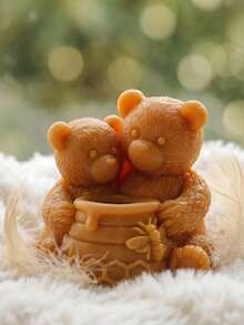 Hugging Bear Honey Jar Silicone Mold, 3D Mother & Baby Bear Designs, 3 Styles: Honeycomb Jar, Hugging Honeycomb, Honeycomb Barrel Bear, Soft Silicone Easy Release & Durable, For DIY Aromatherapy Candles, Handmade Soaps, Plaster Ornaments, Cute Rounded Finished Shapes, DIY Gifts & Desktop Decor - Hug Bear & Honey Pot - View 11
