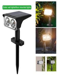2/7 LED 太陽能投射燈，感應式旗桿燈，戶外景觀地燈，適用於花園、泳池、樹木、池塘、庭院 - 暖光 - 查看 10