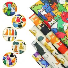 Juego de 5 piezas 19.68X17.72 pulgadas, Serie de Gatos Tela de Poliéster Engrosada Multicolor Juego de Temas de Gatos Acolchado Patchwork Adecuado para Decoración de Artesanía DIY, Empaque de Regalos, Colcha Acolchada, Tela de Costura Linda, Regalo - por defecto - Ver 3