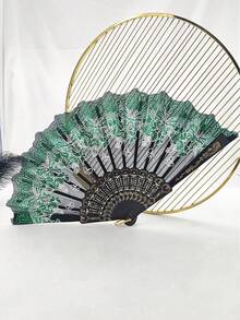 1pc Forever & Moment Exquisite Vintage Plastic Frame Folding Hand Fan, Butterfly Pattern, Portable Handheld Fan, Suitable For Wedding Dance - Multicolor - View 6