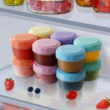 1/2/6pcs Optional Macaron Color Scale Marked Mini Food Storage Container Set, Airtight Leak Proof Small Fresh-Keeping Box Combination Kit For Baby Puree Sauce Fruit Freezer Refrigerator Organizer(Colors Will Be Shipped Randomly) - Multicolor - View 6