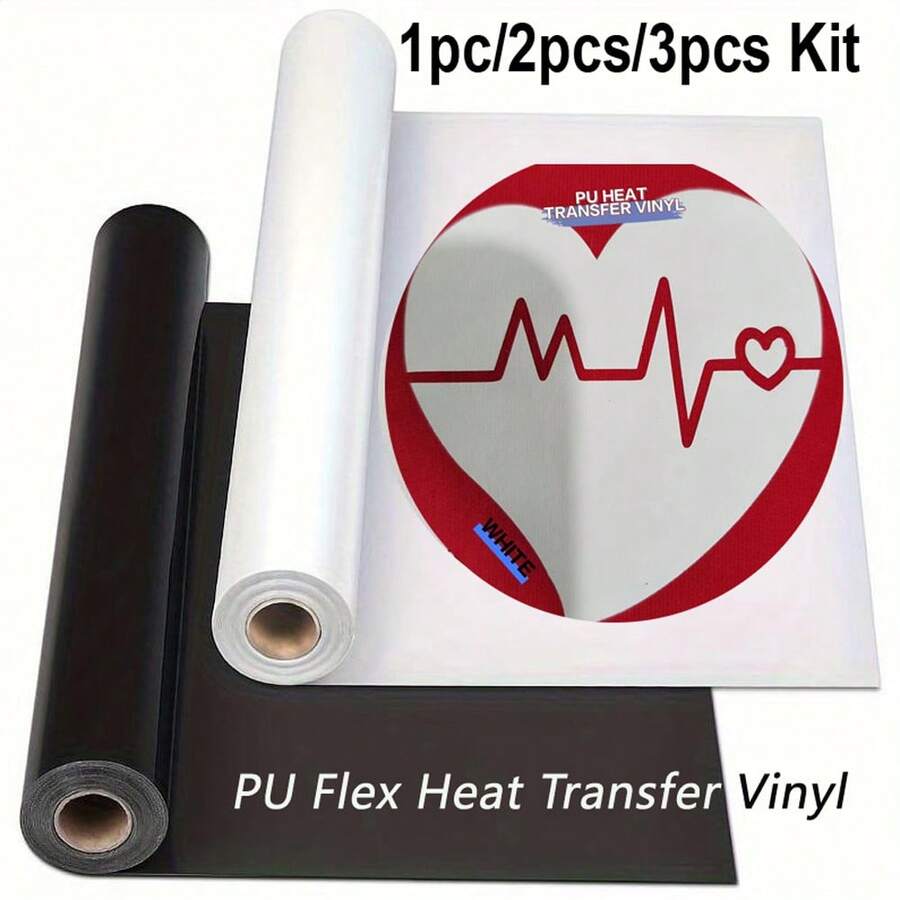 1pc/2pcs/3pcs Heat Transfer Vinyl Rolls, 12" X 19.7", Easy Cut & Iron-On Vinyl For T-Shirts And Crafts