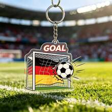 1 pieza Nuevo llavero de la Copa del Mundo, llavero de metal, colgante de trofeo conmemorativo para aficionados al fútbol, accesorio para el atuendo diario, regalo para vacaciones - Multicolor - Ver 2