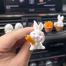 3D Auto-Lüftungsdekoration Clip, süßer Hase, Karotte, mit Aromatherapie-Funktion, kann Dufttabletten halten, frische Luft - A - Übersicht 3