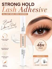 LASHDEVO 1件裝強力黏著假睫毛膠，2合1防水持久假睫毛膠（黏著液5ml/0.17 Fl Oz、密封液5ml/0.17 Fl Oz） - 玫瑰金 - 查看 1