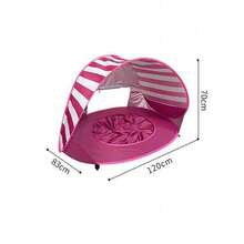 1pc Beach Pool Tent, Sunshade Quick Folding, Outdoor Sunshade Water Play Tent, Striped Pool Tent - Multicolor - View 4