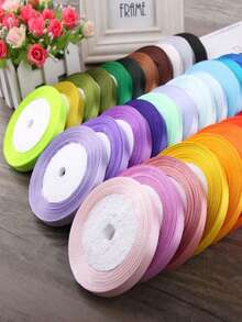 1 Roll/5 Rolls Pack, 1cm Wide Polyester Satin Ribbon, Ribbon Bow Decoration, Suitable For Wedding, Handmade DIY Gift Wrapping, Crafts, Floral Art, Baking Packaging - 1 cm Ribbon - View 4