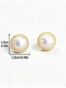1 Pair Gold French Vintage Minimalist Exquisite Light Luxury Elegant Sweet Gentle Niche High-End Faux Pearl Stud Earrings Ear Jewelry Suitable For Teenage Girls Valentine's Day Daily Holiday Wear - Round Pearls - View 6