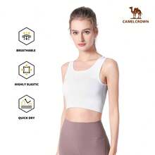 CAMEL CROWN High Impact Sports Bra For Running, Yoga, Fitness, Supportive And Shaping - White - View 10