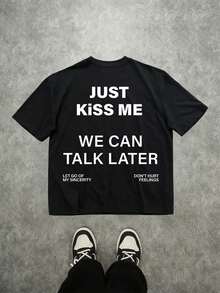 Camiseta negra para hombre con divertidos esloganes – con llamativos textos como Bécame y Podemos Hablarás Tarde, estilo casual de cuello redondo, con un diseño de impresión de al - Negro - Ver 1