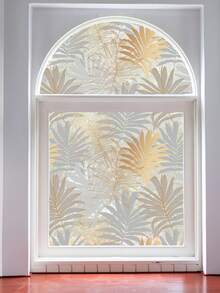 ihomeli Tropical Vegetation Print Static Adhesion Window Film, Vintage PVC Frosted Glass Privacy Film, Self-Adhesive Translucent Glass Sticker - Multicolor - View 6